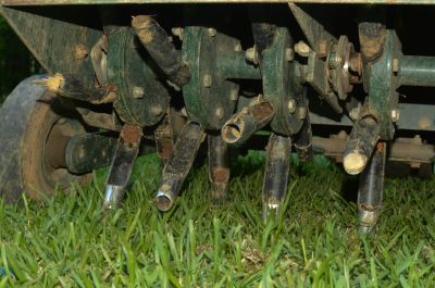 Close-up of Aeration Tines